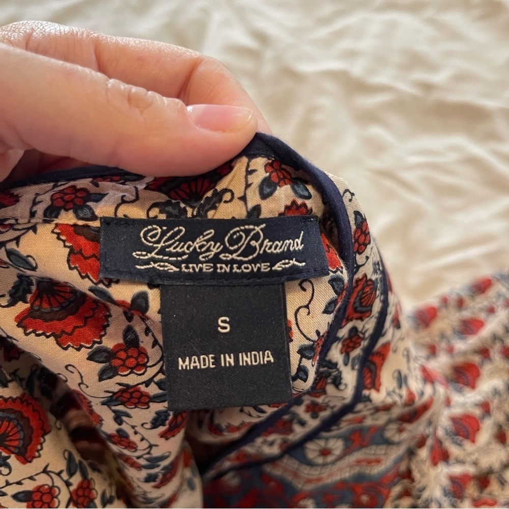 Lucky Brand Red and Blue Patterned Blouse Size S - Picture 5 of 8